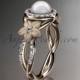 14kt rose gold diamond floral wedding ring, engagement ring AP127