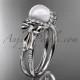 Platinum diamond pearl wedding ring, engagement ring AP155