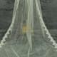 Single bride cathedral veil, white ivory lace cathedral veil, comb veil, crystal veil, lace cathedral wedding veil