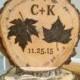 Fall Leaves Wedding Cake Topper Autumn Rustic Personalized Wood Country Woodland