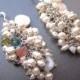 Vintage Pearl Cluster Dangle Earrings Wedding Jewelry Formal Earrings Fresh Water Pearls
