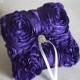 Purple ring pillow- rosette, satin, custom ring holder, ring cushion