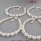 Wedding bracelets Set of 4 bridesmaid jewelry, Swarovski ivory blue purple pearls, Simple beaded bracelet, Single strand pearl bracelet
