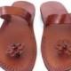 SALE ! New Leather Sandals FLOWER Toe POST Women's Shoes Flip Flops Flats Slides Slippers Biblical Bridal Wedding Colored Footwear Designer