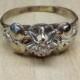 Vintage Antique .16ct G VS Diamond White Gold Engagement Ring 1930-1940 Art Deco WWII