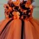 Flower girl dress, Flower Gril Tutu Dress, Orange and Black tutu dress, flower top, hydrangea top, toddler tutu dress, halloween dress