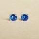 4 mm Small Royal Blue Crystal 925 Sterling Silver Stud Earrings - Bridesmaid Gift - Gift for Her - Hypoallergenic  Second Hole Earrings