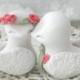 Love Birds Wedding Cake Topper, Ivory, Sage Green and Coral, Bride and Groom Keepsake, Fully Custom