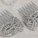 1920s Art Deco PAIR OOAK Bridal Hair Combs,Silver Pave Paved Rhinestone Hair Comb,Something Old,Flapper,Large,Two Combs,Vintage Wedding