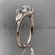 14kt rose gold diamond leaf wedding ring, engagement ring ADLR334