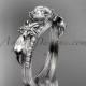 14kt white gold diamond leaf and vine wedding ring, engagement ring with a "Forever Brilliant" Moissanite center stone ADLR331