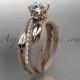 14kt rose gold diamond leaf and vine wedding ring, engagement ring ADLR329