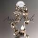 Unique 14kt rose gold diamond floral pearl engagement ring AP223