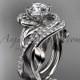 Unique platinum diamond leaf and vine wedding set, engagement set ADLR222