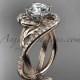 Unique 14kt rose gold diamond leaf and vine wedding ring, engagement ring ADLR222