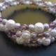 Pearl Bridesmaid Bracelet Bridal Swarovski Crystals Cuff Memory Wire Wedding Jewelry Color Options Milla