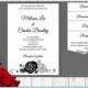 DiY Printable Pocket Wedding Invitation Template SET- Instant Download -EDITABLE TEXT- Black White Roses Flowers - Microsoft® Word Format 43