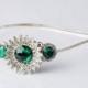 ON SALE Side Tiara - Christmas Headband - Adult Headband - Vintage Jewelry - Emerald Wedding - Bridal Headband - Christmas Gift for Women