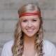 Ruby Red Double Strand Braided Leather Headband