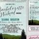 Bachelorette Camping Weekend Invitation and Itinerary "Mountains & Pine, Blue Ridge" (Printable File Only) Rustic Girl's Cabin Trees Lights