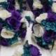 Wedding Silk Flower Bridal Bouquets Package Peacock Feathers Purple Teal Roses Bride's Bouquet Bridesmaid Boutonnieres Corsages