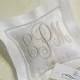 Small Irish Linen Ring Bearer Pillow with delicate hemstitch Personalized with Monogram, Style 2342