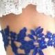 Royal Blue Lace Garter Set Bridal Garter Wedding Garter Belt Bridal Garters Lace Romantic Garter : EZURA Lace Garter