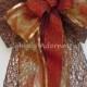 Brown Burnt Orange Wedding Pew Bow Fall Colors Wedding Bow Thanksgiving Wreath Bow Fall Wedding Ceremony Decoration