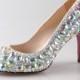 AB crystal rhinestone shoes peep toe open toe heels wedding shoes , party shoes , prom shoes
