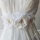 Vintage Style Ivory Wedding Flower Sash Bridal Belt