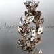 14k rose gold diamond leaf and vine engagement ring with a "Forever Brilliant" Moissanite center stone ADLR124