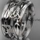 14kt white gold diamond celtic trinity knot wedding band, engagement ring CT7242B