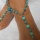 Crochet Barefoot Sandals Beach Wedding  Yoga Shoes Foot Jewelry Blue Turquoise
