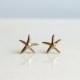 Teeny Tiny Starfish Earrings. Brass Starfish Stud Earrings. Nautical Jewelry. Bridesmaid Gift. Simple Modern Jewelry
