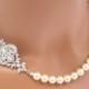 Bridal pearl necklace, Crystal bridal necklace, Wedding necklace, Rhinestone wedding necklace, Bridal jewelry, Art Deco necklace, EMMA