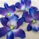 Wedding hair accessories Blue purple dendrobium orchid bobby pins set of 4 Bridal hair flowers