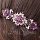 Amethyst Wedding Hair Comb Purple Rhinestone Wedding Hair Accessories Vintage Bridal Comb Silver Veil Comb  CHANTILLY