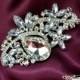 SALE Beautiful Ex-Large Clear Crystal Pearl Rhinestone PEWTER Rhodium Finish Brooch Brooches Bridal Bouquet Wedding Dress Sash Clutch Purse