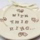 Large Ring Bearer Dish, Stoneware Ring Plate, Gold and Ivory Wedding Dish