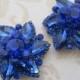 Sapphire Blue rhinestone flower shoe clips