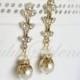 Art Deco Bridal Earrings Gold Wedding Earrings Pearl Rhinestone Vintage Wedding Jewelry NEVE