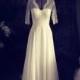 Ashley-Custom V neck lace and chiffon wedding dress-perfect for your summer beach wedding