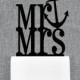 Mr and Mrs Cake Topper with Anchor Accent – Nautical Wedding Cake Topper Available in 15 Colors and 6 Glitter Options- (S110)