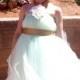 Flower Girl Dress, Weddings, Flowergirl Dresses, Tutu Dress, Mint Green Tulle, Antique Gold Satin Ribbon, Ivory Pink Silk Flower, Wedding