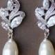 Crystal Bridal Earrings, Crystal and Pearl Drop Earrings, Bridal Jewelry, Wedding Jewelry, FLEUR