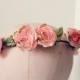 Ivory and Pink Blossoms Floral Crown, Flower Hair Crown. Woodland, Wedding, bridal headpiece, Hair Accessories, flower girl-AMORE