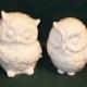 Hootie - Ceramic Owl Figurines Wedding Cake Topper    -   Classic White
