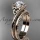 14kt rose gold diamond celtic trinity knot wedding ring, engagement set CT7322S