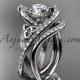 14kt white gold diamond celtic trinity knot wedding ring, engagement set CT7369S