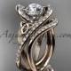 14kt rose gold diamond celtic trinity knot wedding ring, engagement set CT7369S